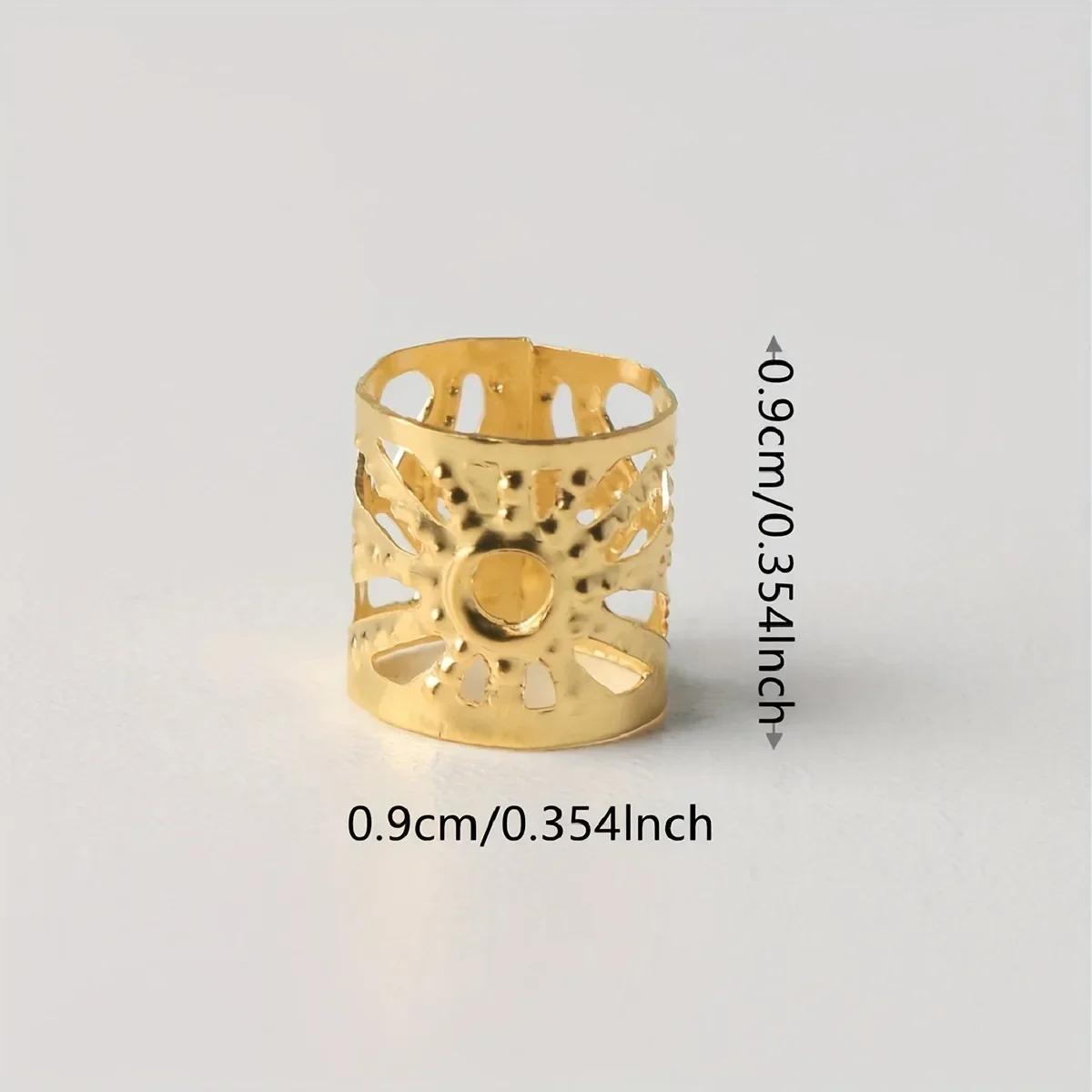 ヘアブレード用ドレッドヘアビーズ,ヒマワリのデザインクリップ,金属製の袖口のアクセサリー,透かし彫りのゴールドビーズ,40個