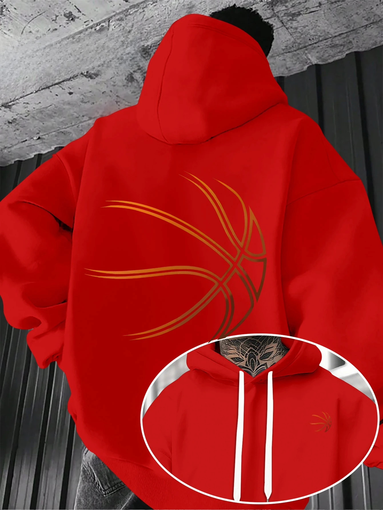 Herren Sport Hip-Hop Hoodie, Minimalistischer Basketball-Grafik-Streetwear, Russische Größe Fleece-Pullover Sweatshirt für Männer – Detail 8