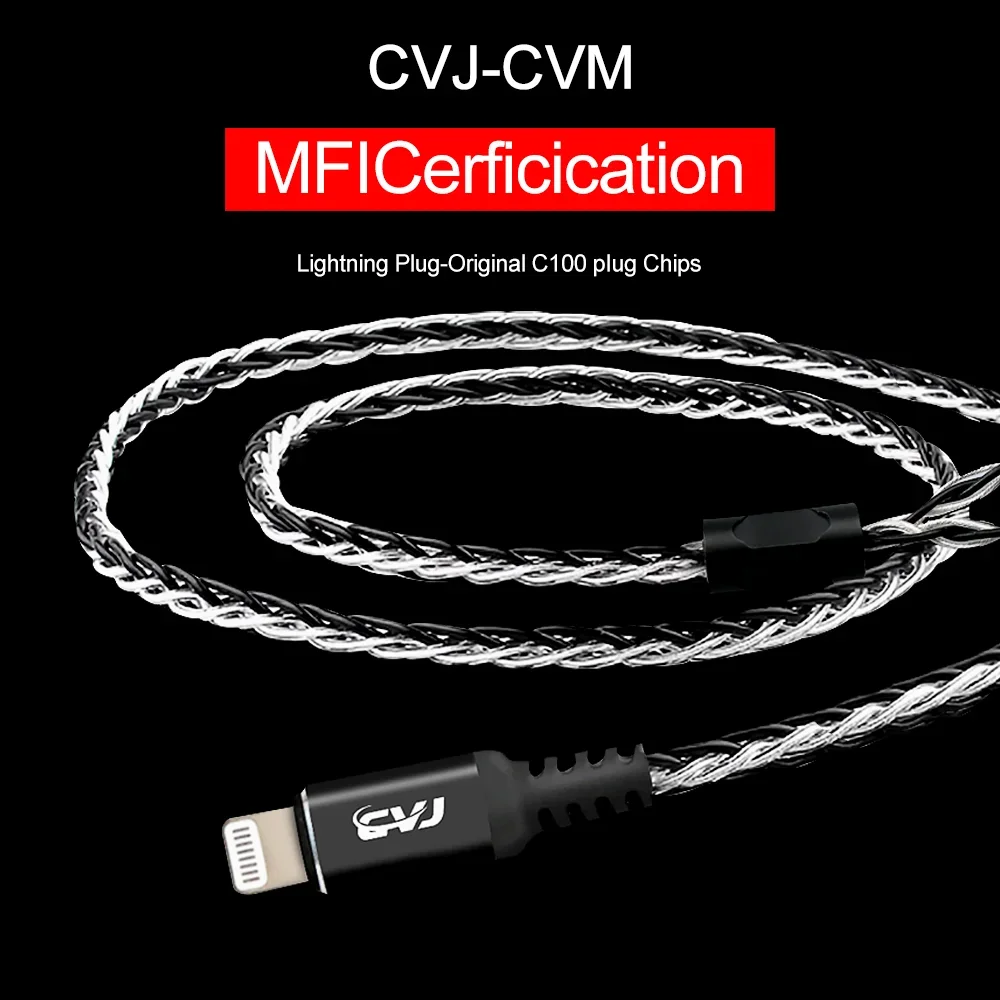 

CVJ Certified MFI Lightning HIFI Earphone IEMs MMCX Cable 200 Core Silver Plated 2Pin 0.75mm/0.78mm Connector for KZ TRN CSN CS8