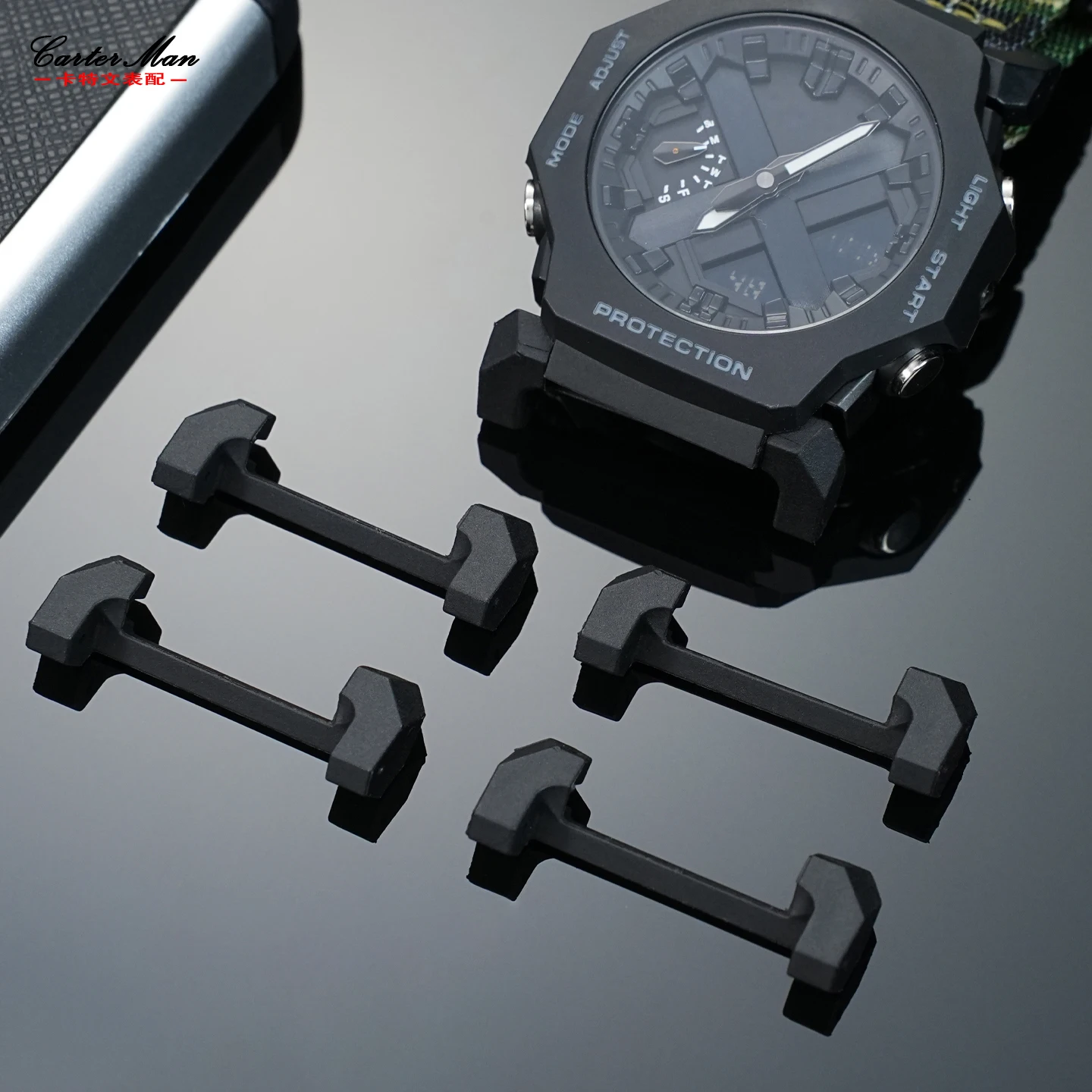 مشاهدة DIY الملحقات ل كاسيو GA-2300 رئيس الجسيمات ربط قضيب تعديل الملحقات جلد طبيعي حزام ساعة مطاطي