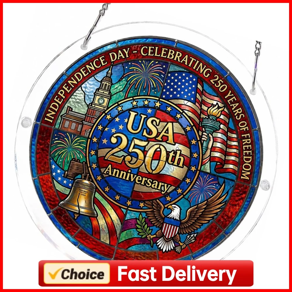 Acrylic 250th Anniversary Jigsaw Puzzle Sun Catcher Patriotic Semiquincentennial Puzzle for Birthday Gift Home Decor