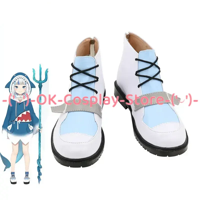 

Gawr Gura Cosplay Shoes Halloween Carnival Boots Vtuber Cosplay Prop PU Leather Shoes Custom Made