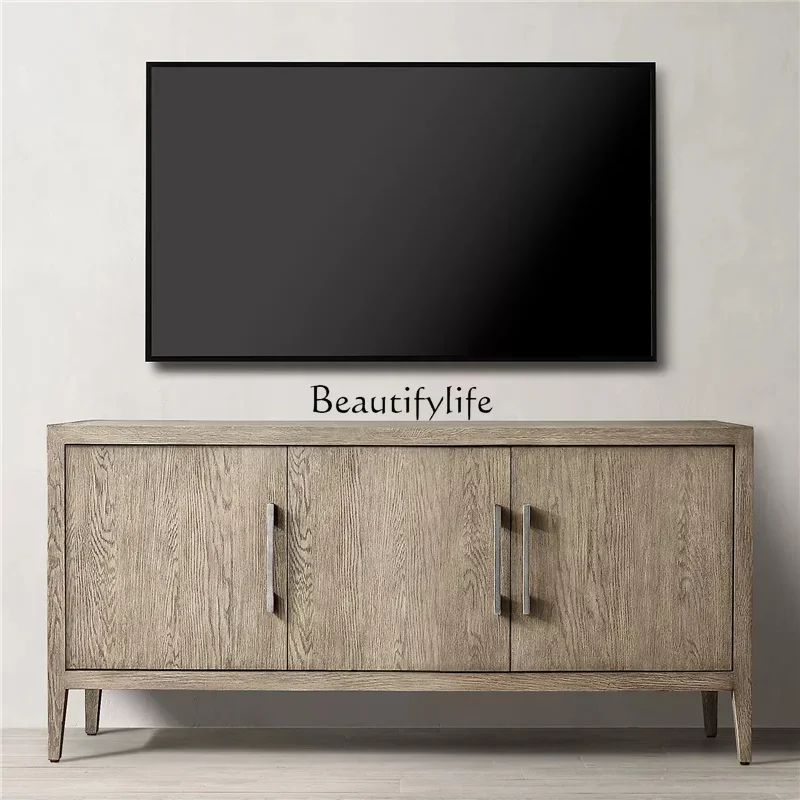 110*American retro three-door solid wood dining side TV cabinet living room entrance small apartment
