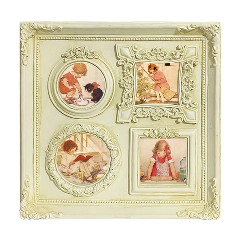 Vintage European style white angel relief resin photo frame home homestay wall decoration wall hanging group