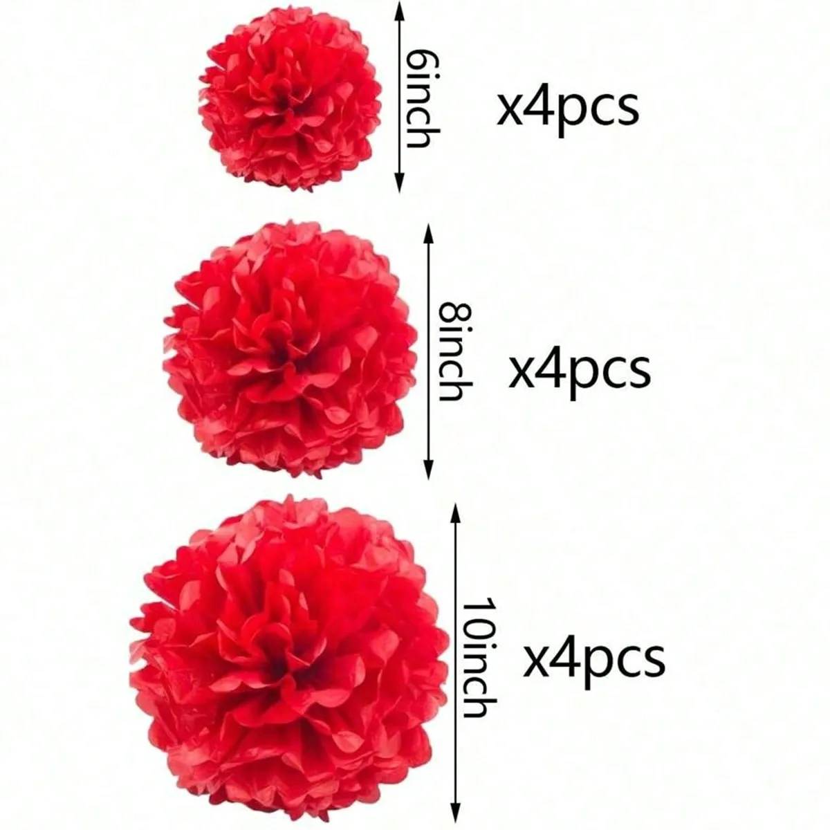 12-teiliges Pom-Pom-Set aus weißem und hellgrünem Papier – handgefertigte Weizenstrohblumen, geeignet für Hochzeit, Party, Wanddekoration