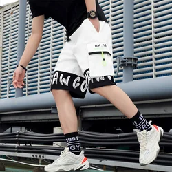 New 2024 Summer Shorts Men's Casual Loose Knee-Length Pants Streetwear Beach Drawstring Trouser Youth Sport Elastic Waist Jogger