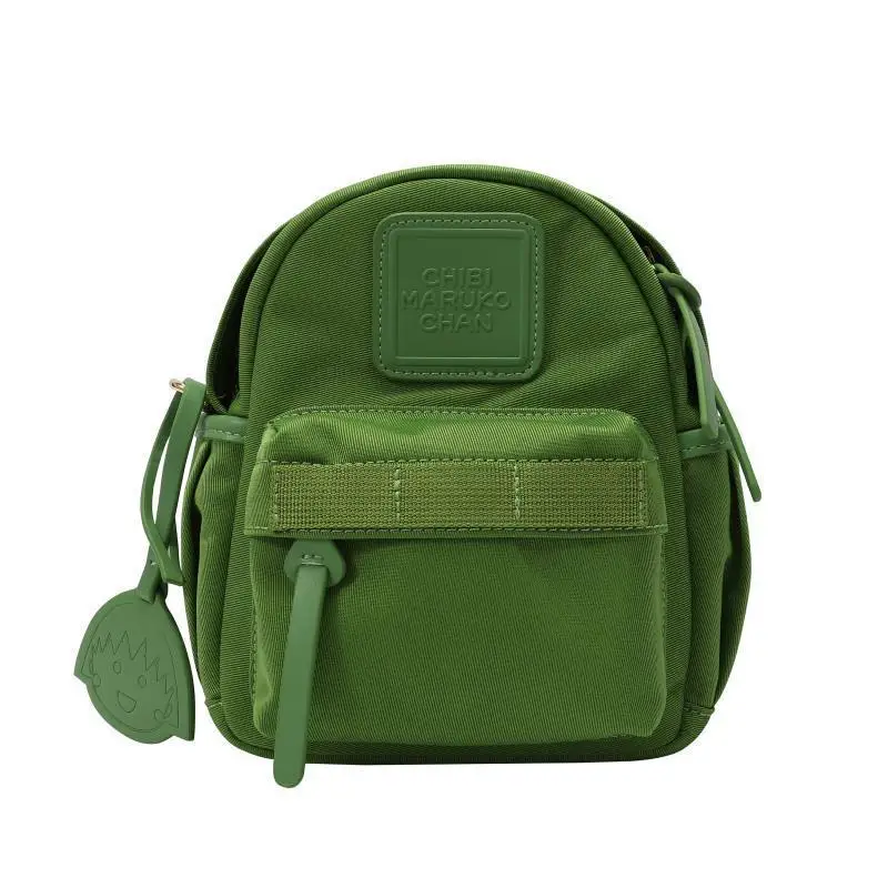 Japanese niche mini compact backpack solid color bright macaron green small backpack for shopping new style  backpack