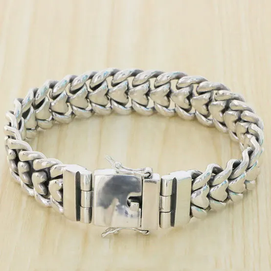 

Thai Silver Bracelet Pure Silver Aggressive Retro Thai Silver Woven Silver Bracelet Wide Face Thick and Aggressive Personality J