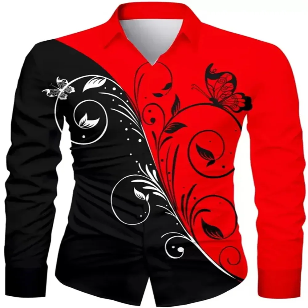 

New Fashionable Men's Floral High Definition Pattern Men's Top Gradient Color Casual Outdoor Party Soft and Comfortable