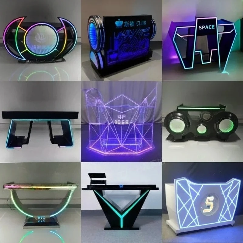 Bar DJ table DJing table KTV party room luminous colorful removable stainless steel acrylic LED DJing table