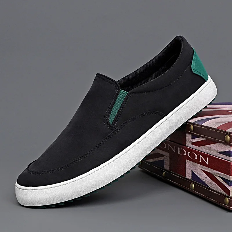 

Men Casual Slip on Loafers Low Top Flat Skate Shoes Non Slip Wear Resistant Contrast Color Daily Commute Walking Lazy Sneakers