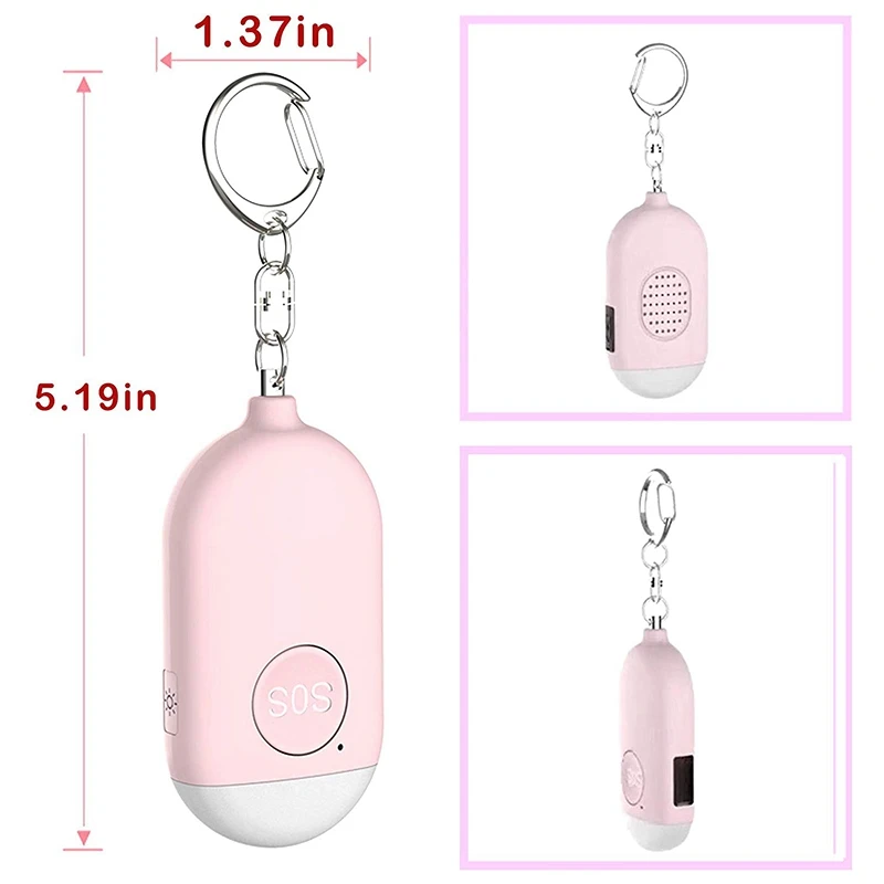 Personal Alarm Rechargeable Waterproof Emergency Self Defense SOS Alert Rape Whistle Safety Siren For Women Kids Elders