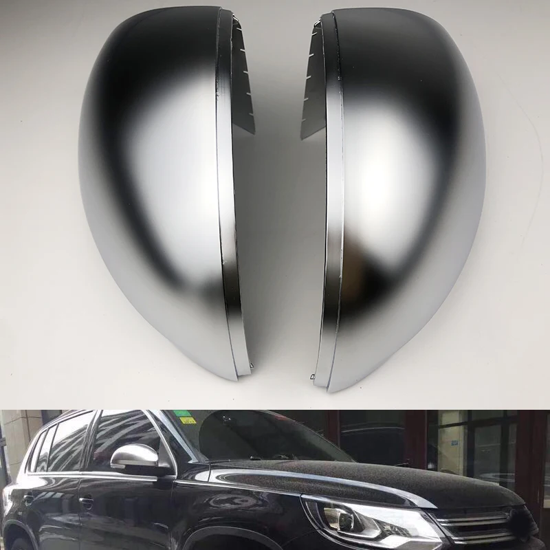 Side Wing Mirror Caps Cover For VW Tiguan Allspace L MK2 2010 2011 2016 Sharan 2013-2018 Replacement Caps Pair matt chrome style