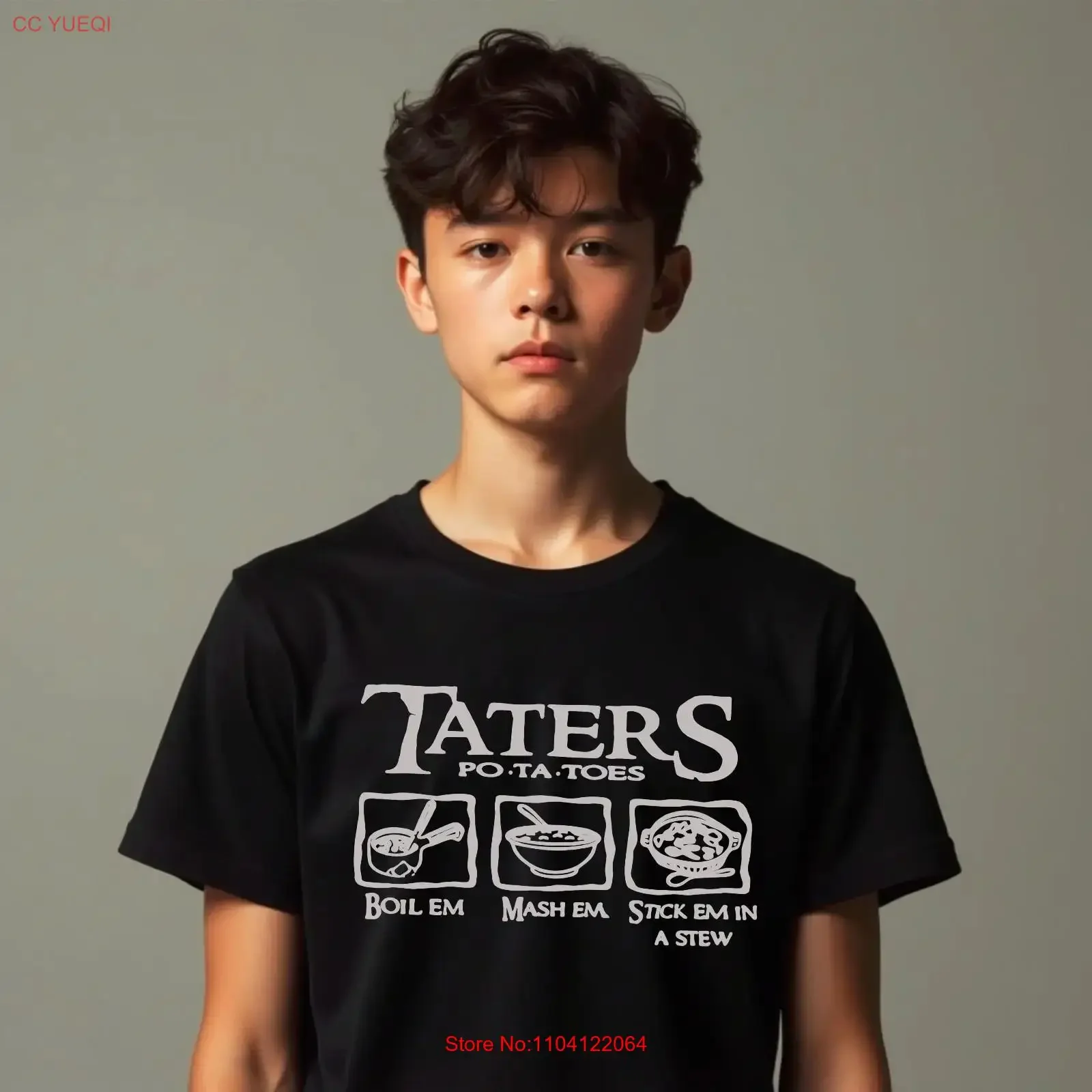 Taters Boil Em Mash Stew Lotr Novie Enthusiast T Shirt vintage Washed homme streetwear Unisex Stretched fashion Slightly