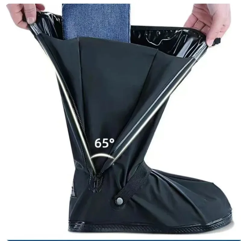 Rain Boot Shoe Cover Black Waterproof with Reflector High Top Clear Shoes Dust Covers for Motorcycle Bike Rain Cover Men Women