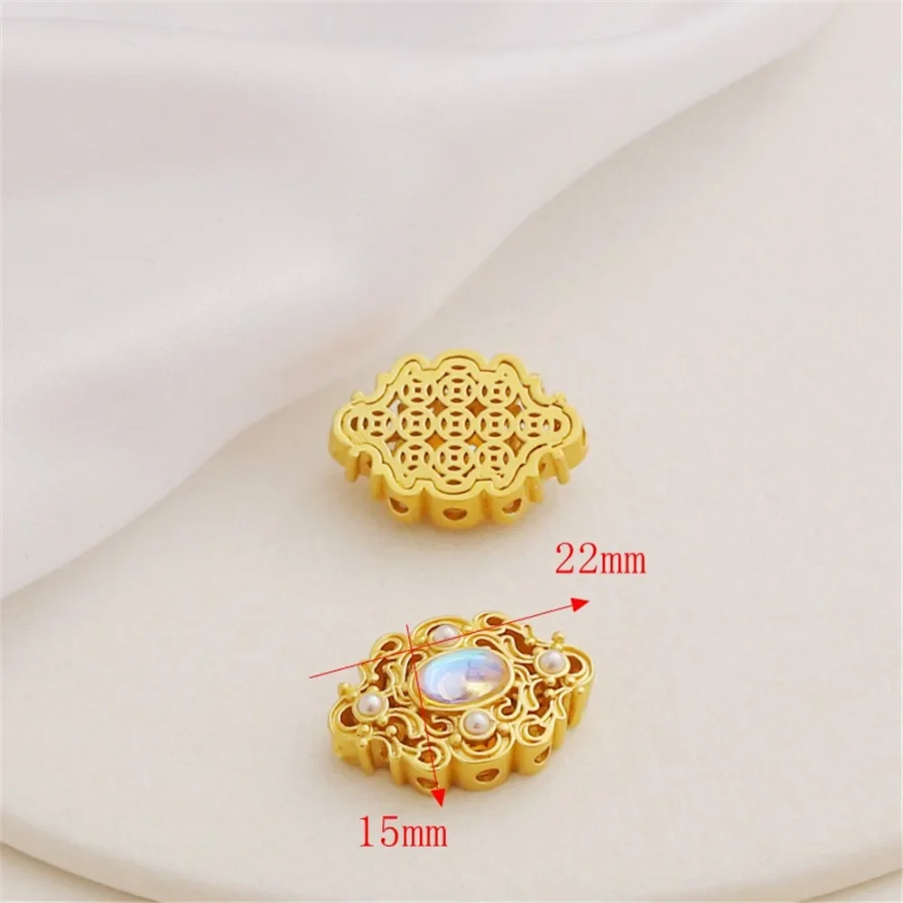 

1 шт., 18-каратное матовое золото, сохраняющее цвет, инкрустированный жемчугом, лунный камень, бусина, полые бусины, браслет «сделай сам», ожерелье, аксессуары