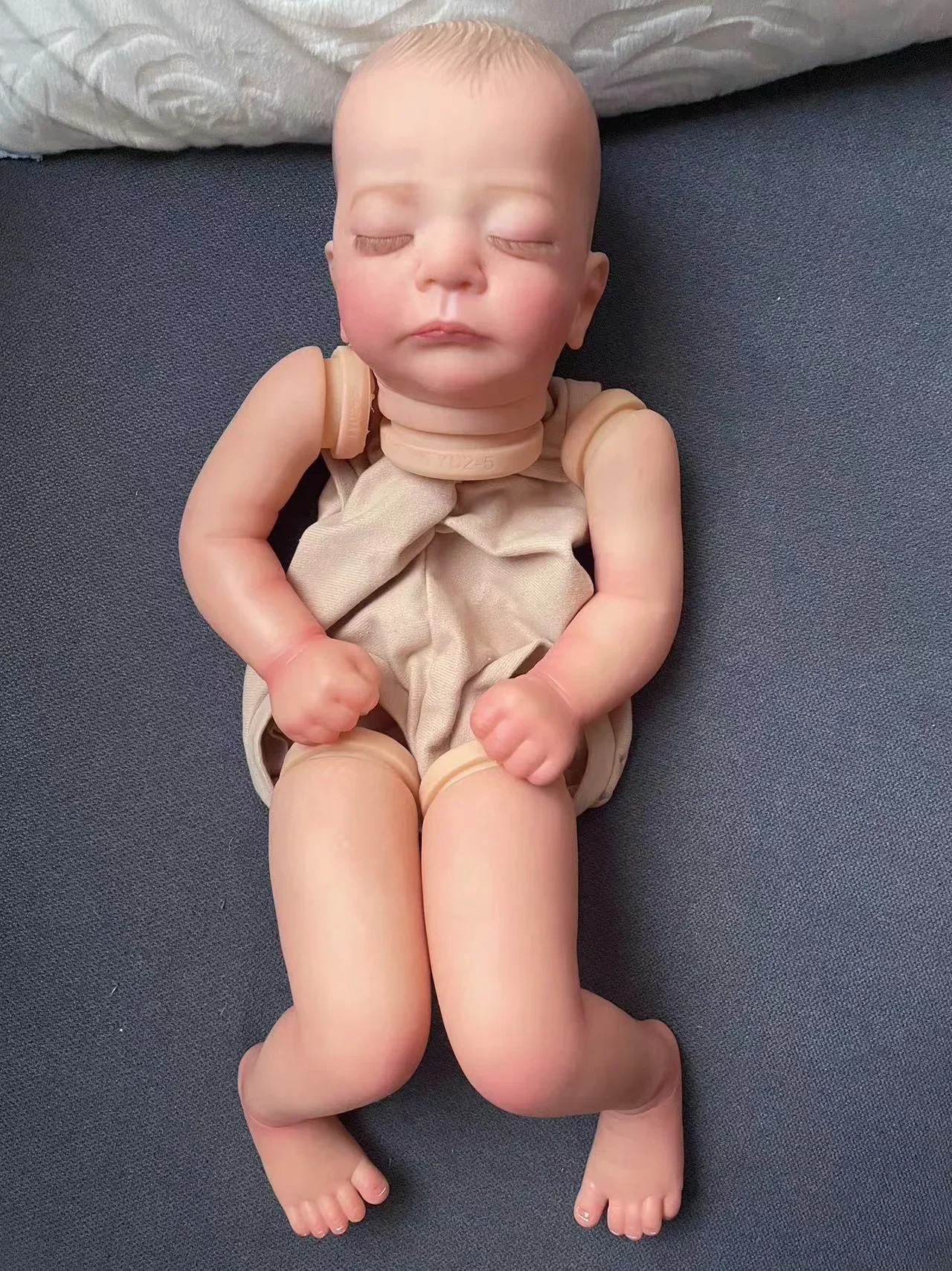 19inch Kai Already Painted Newborn Baby Reborn Doll Kit Baby Lifelike Soft Touch Already Painted   Unfinished Doll Parts