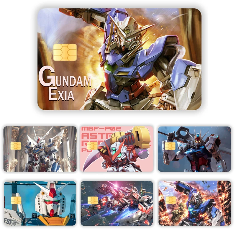 Bandai Gundam Credit Card Debit Card Stickers DIY Cartoon Anime Waterproof Melody Poker Stickers Film Tape Skins Small Stacks