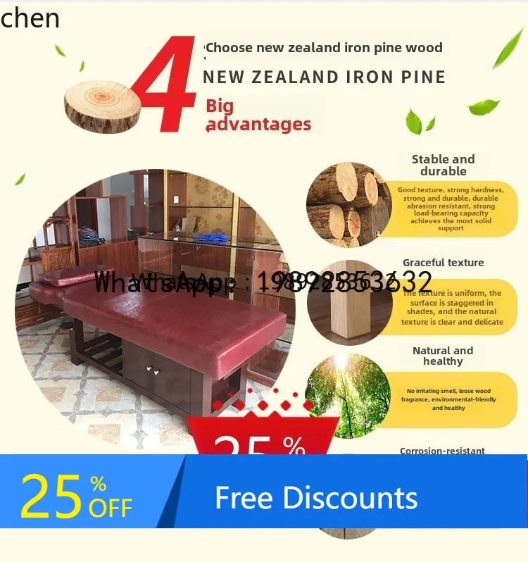 AA Special bone setting acupuncture physiotherapy for solid wood beauty salon with holes for blind massage treatment bed