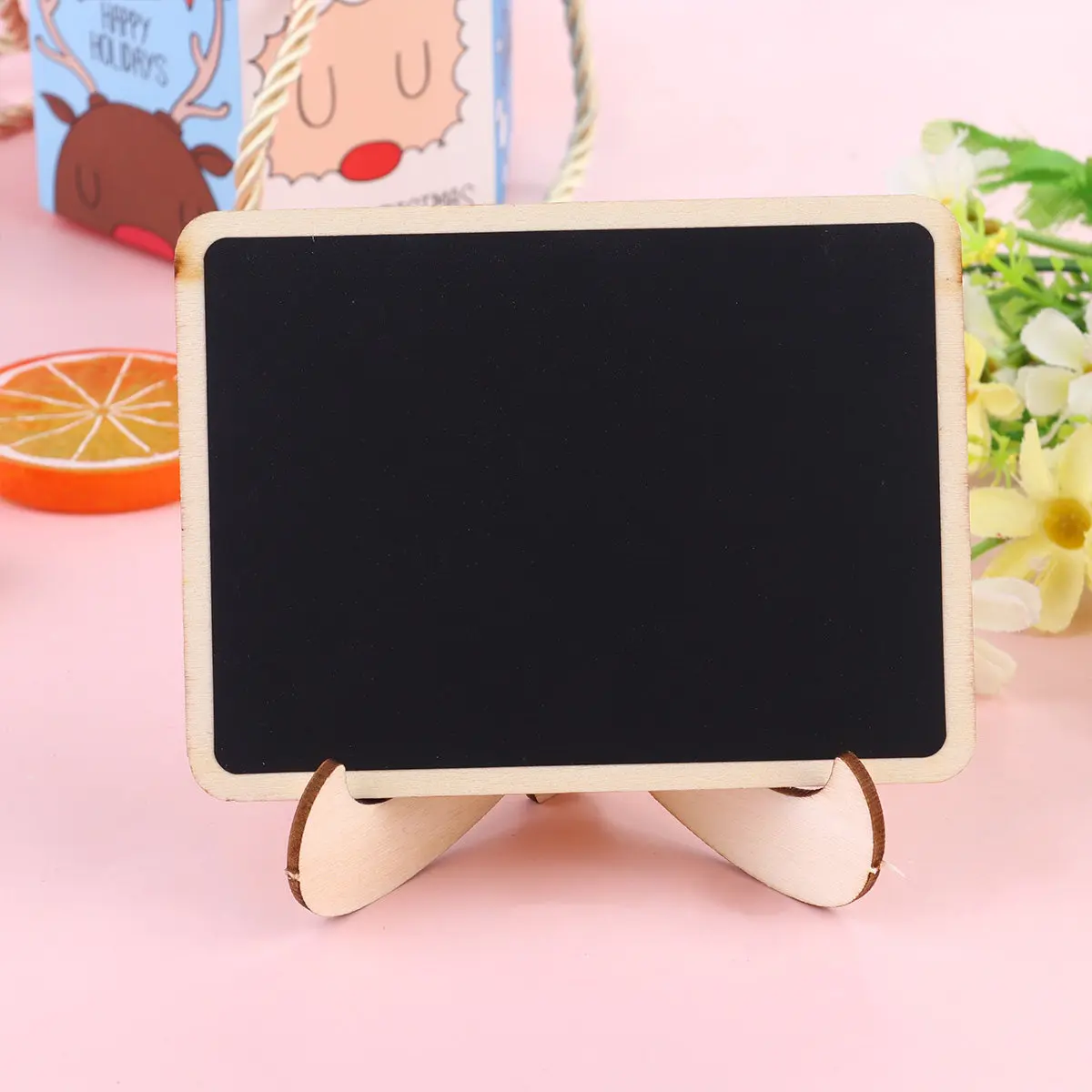 Mini Wooden Blackboard for Price Tags, Message Display & Photo Props – Square Clip Painting Rack