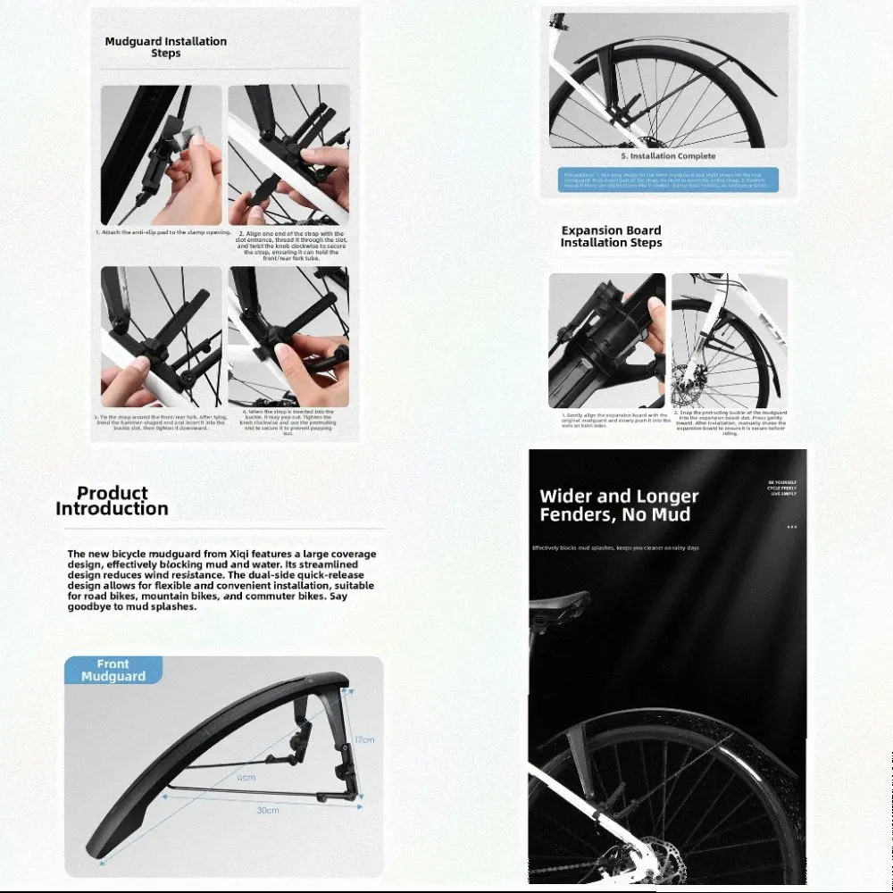 Full Coverage Extended Mudguard for Road Bikes and For GRAVEL Bikes with Streamlined Aerodynamic Profile and PP PA Body