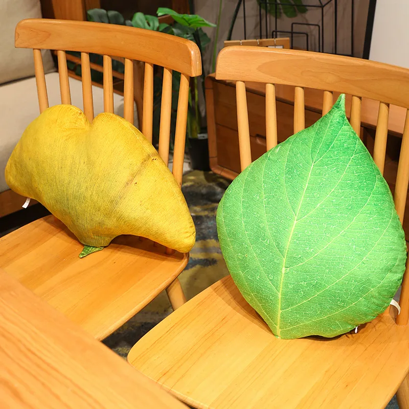 Imitation Leaf Plush Pillow Cartoon Artificial Soft Stuffed Back Chair Cushion Funny Car Sofa Home Decoration Pillow