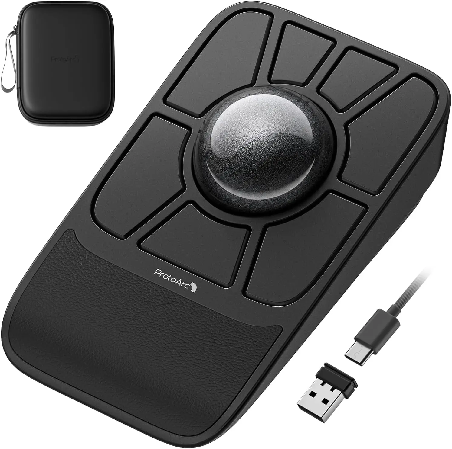 ProtoArc Wireless Trackball Mouse EM06, Tri-Mode Wired/2.4G/Bluetooth mouse Customizable Finger Trackball Mouse