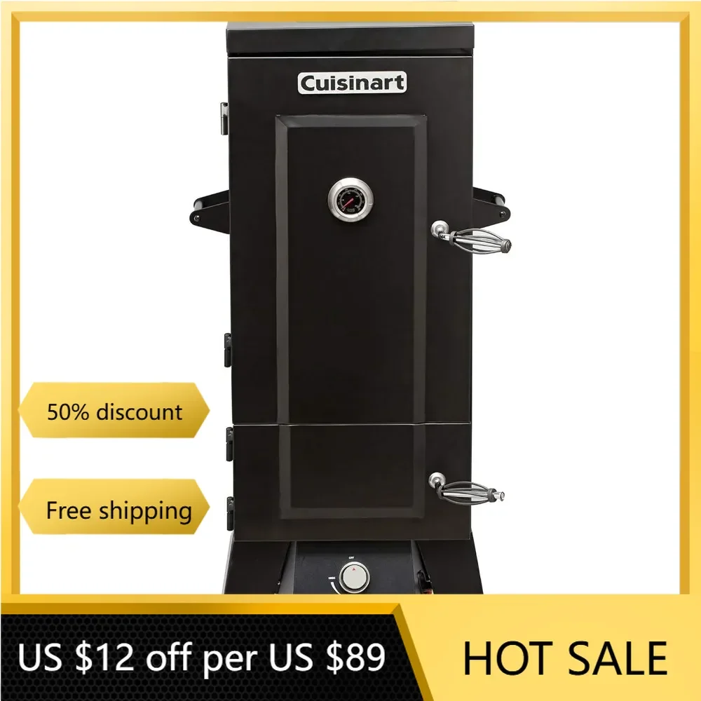 

Cuisinart COS-244 Vertical Propane Smoker with Temperature & Smoke Control, Four Removable Shelves, 36", Black