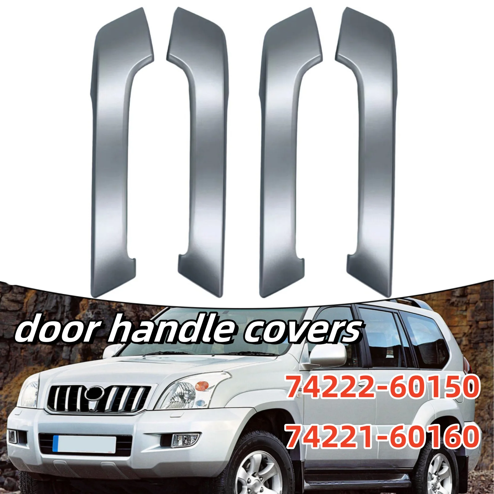 4Pcs Door Handle Cover Trim For Toyota For Land For Cruiser For Prado 150  2010-2017 Inner Front Rear Gate Grip Cap Decor LH&RH