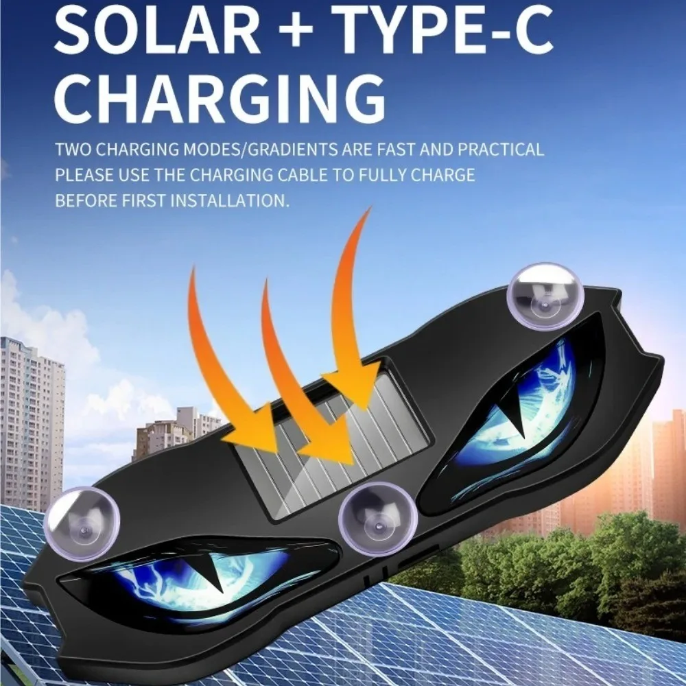 Solar Car LED Warning Light 3 Colors Anti-Collision Safety Lamp Wireless Suction Cup Type-C Charging Auto Interior Accessories