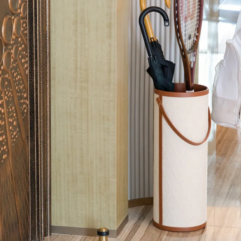 Leather Umbrella Storage Bucket Modern Umbrellas Buckets Luxury Umbrella Stand Elegant Decorative Entrance Umbrellas Stands