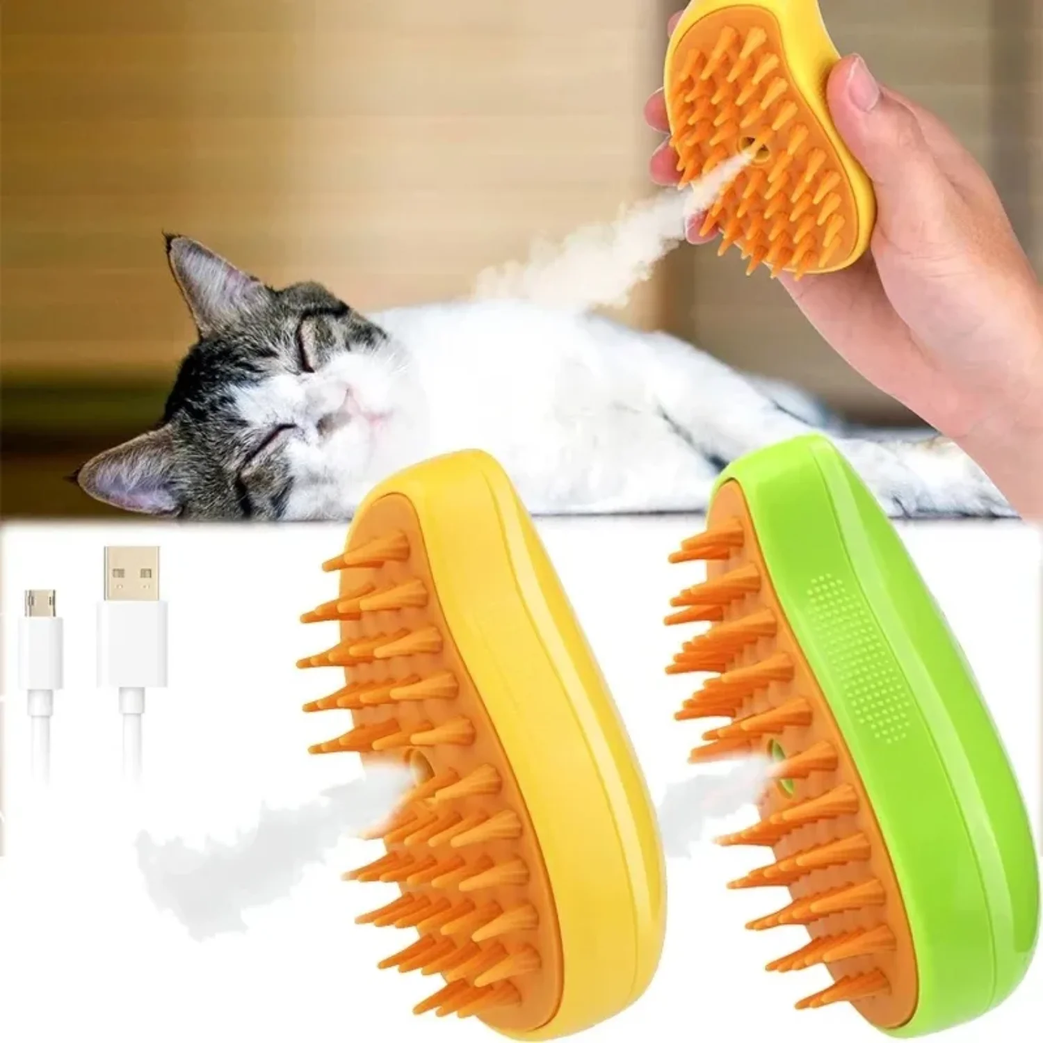 Cat Comb Massage Pet Steam Dog Brush  Spray Triple Hair Removal Comb Grooming Cats Brushes Supplies Removes Hairs