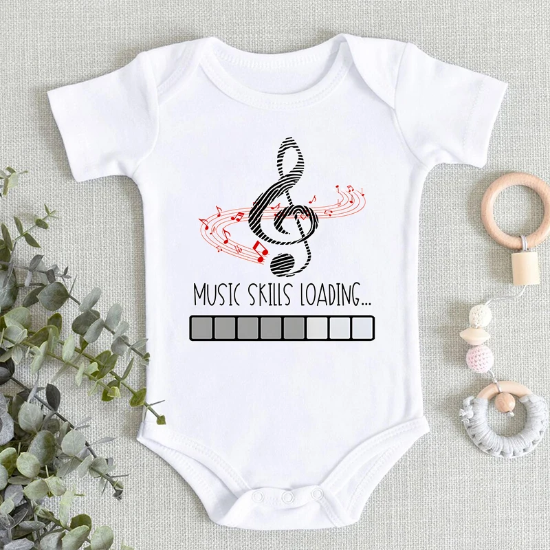 Newborn Bodysuits Music Skills Loading Print Music Notation Graphics Baby Girl Boy Romper Autumn Cotton Soft Infant Jumpsuits