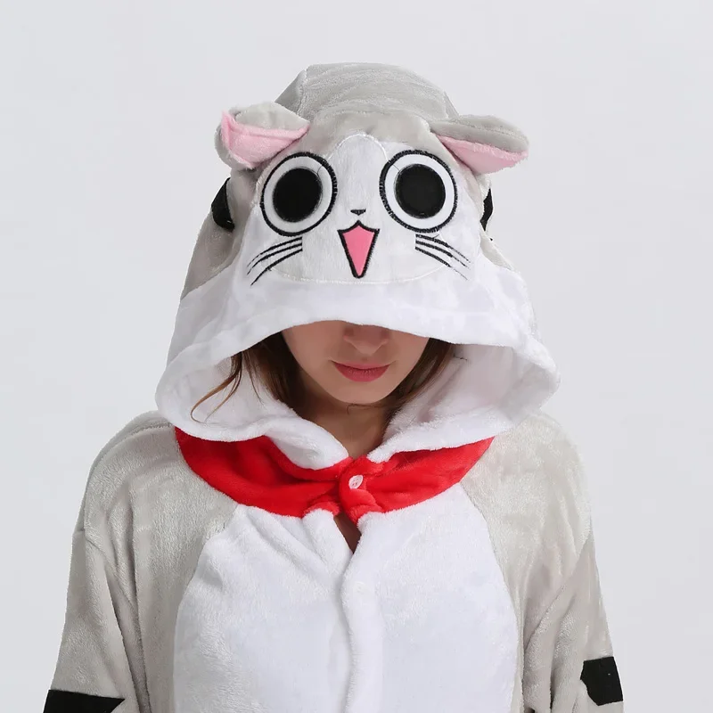 Winter Cat Pajamas Onesie Adults Kigurumi Unicorn Animal Sleepwear Slipper Onesies Women Men Kids Flannel Nightwear Home Clothes