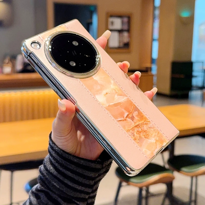 

For OPPO Find N6 Case New Luxury PU Leather Skin electroplated splice Protective Back Cover Case For OPPO Find N6 Phone Shell