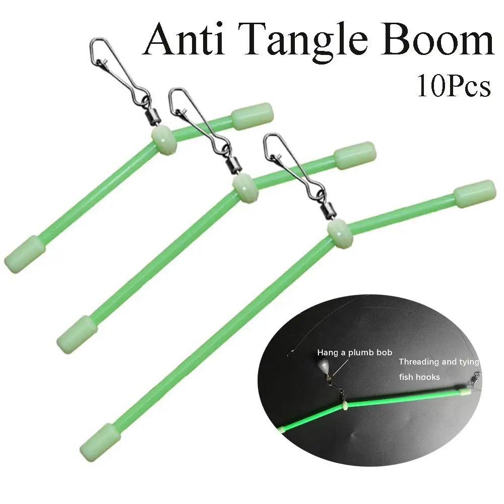 Green Feeder Booms 5Pcs Luminous Fishing Pipe Balance Bracket Anti Tangle Boom With Sinker Snap Swivels Tackle Feeder Booms