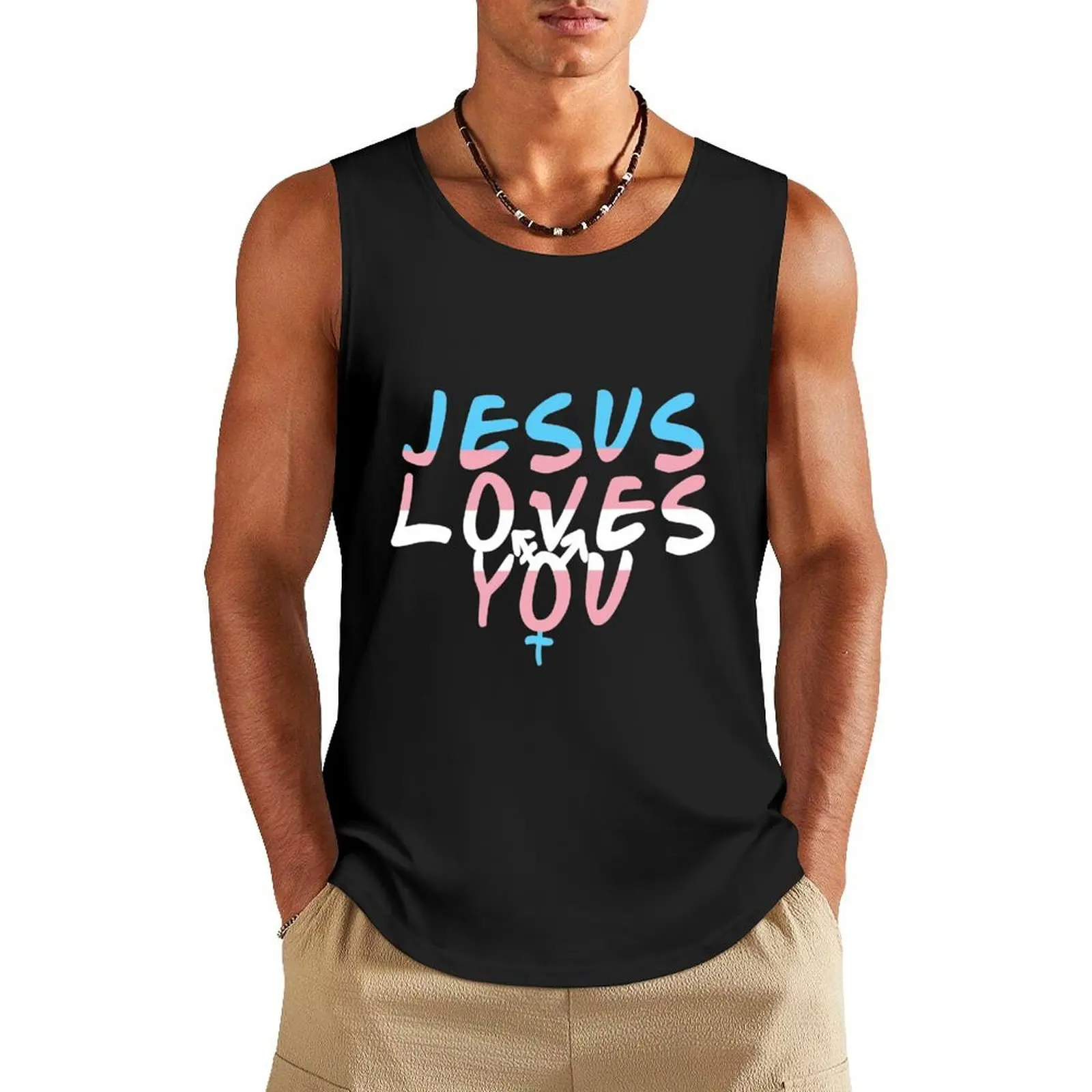 

Jesus Loves you regardless of your Sexuality Tank Top sleeveless vests men clothes gym t-shirts man t-shirt for men