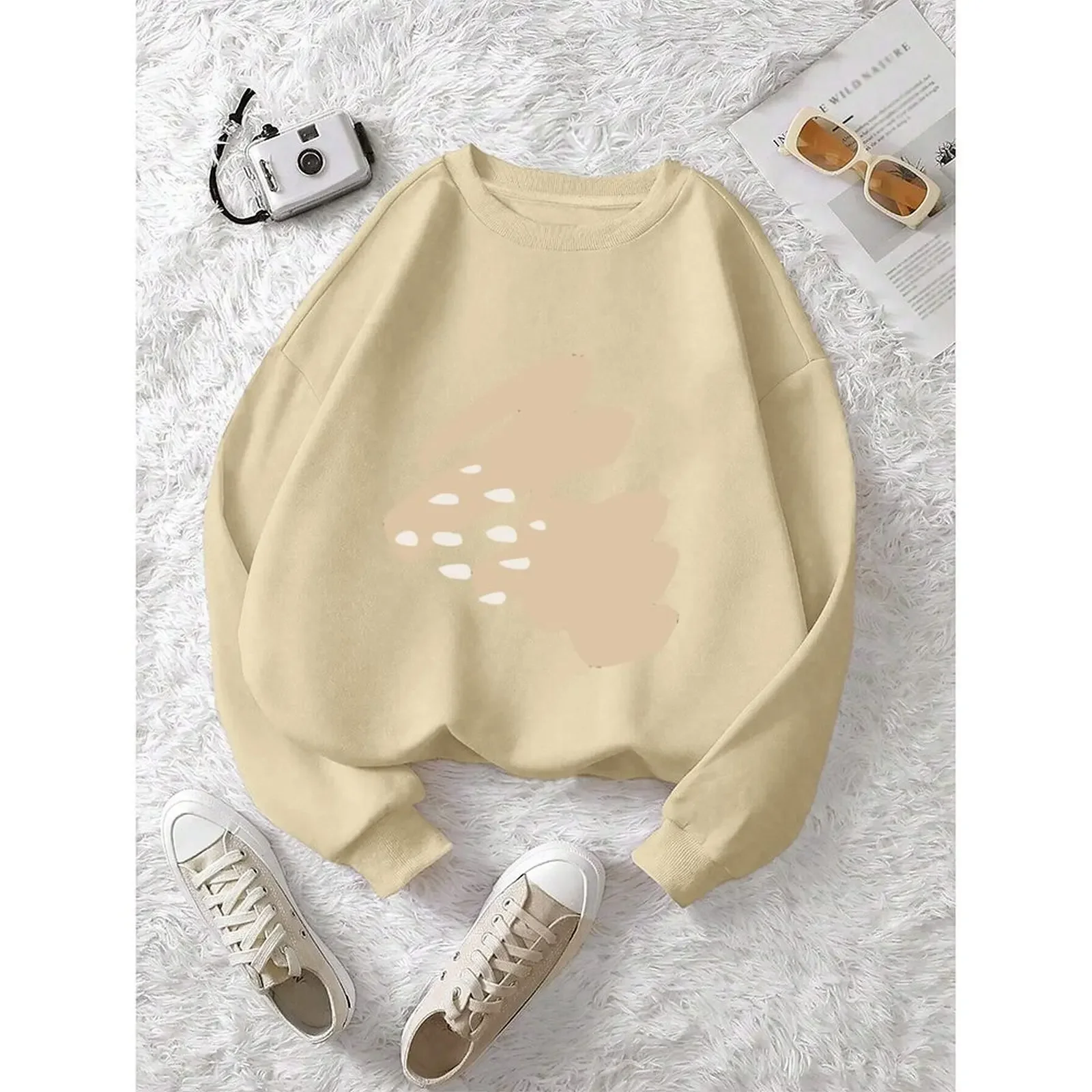 

Casual Winter Clothing Women Set Long Sleeve Top Dark Blue Round Neck Autumn Winter Wear Available Sizes S-2XL