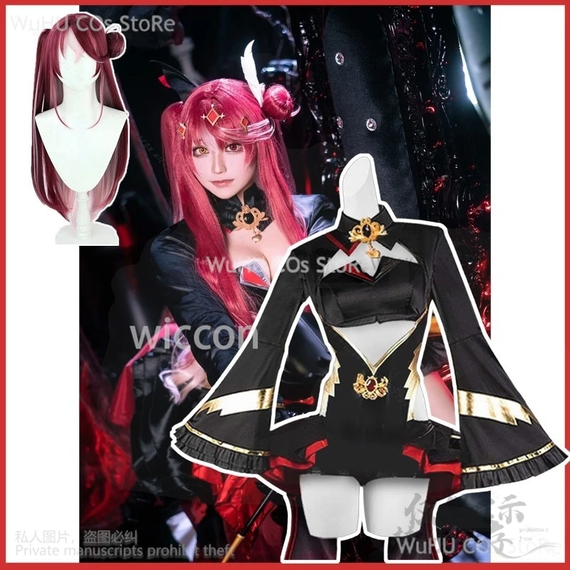 Anime Hololive Virtual Youtuber Houshou Marine Cosplay Party Uniform Lolita Hallowen Play Role Clothes Wigs For Girls Customized