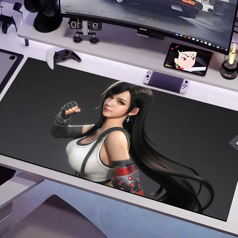 Game T-tifa Final Fantasy 7 Mouse Pad Multiple Sizes Large Square Computer Office Game Table Mats Rubber Anti-slip Mousepads