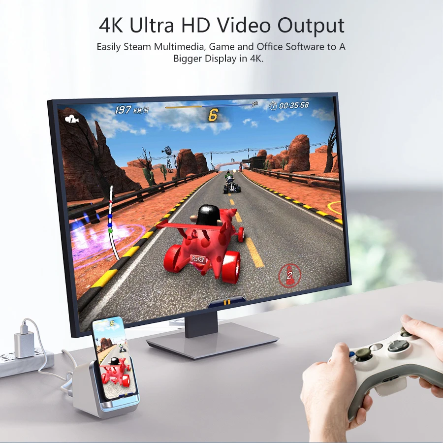 KVM Switch Docking with Scaler, Multi-function Switching for phone/Laptop and PC with AUX