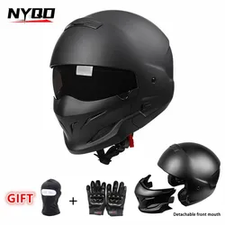 Black Scorpion Helmet Retro Combination Helmet Summer Cycling Motorcycle Half Helmet Sun Protection Lens Breathable Inner Lining