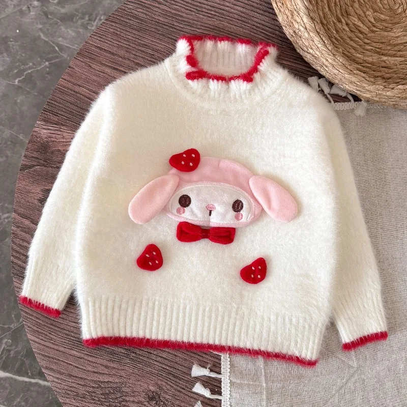 

Girly Heart Kawaii MINISO My Melody Fashion Long Sleeve Coat Sweater Cute Children Thickened Knitwear Cloth Gifts for Girls