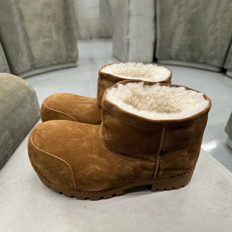 

Sheepskin and Fur Integrated Alaska Big Head Snow Boots Women's Winter New Ugly Cute Thick Bottom Warm Short Boots