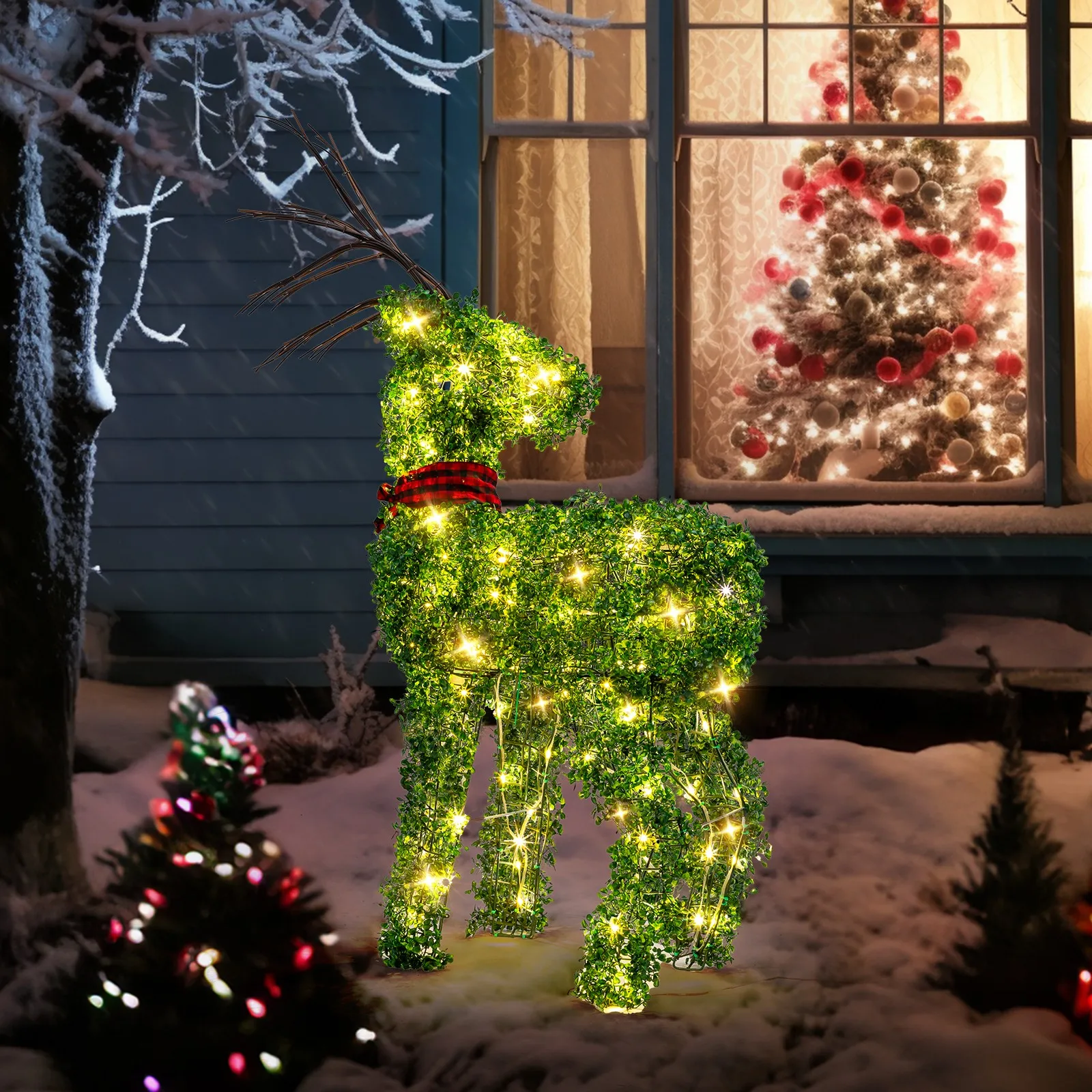 

Christmas Reindeer Lighted Artificial Green for Outdoor Holiday Decor with Light