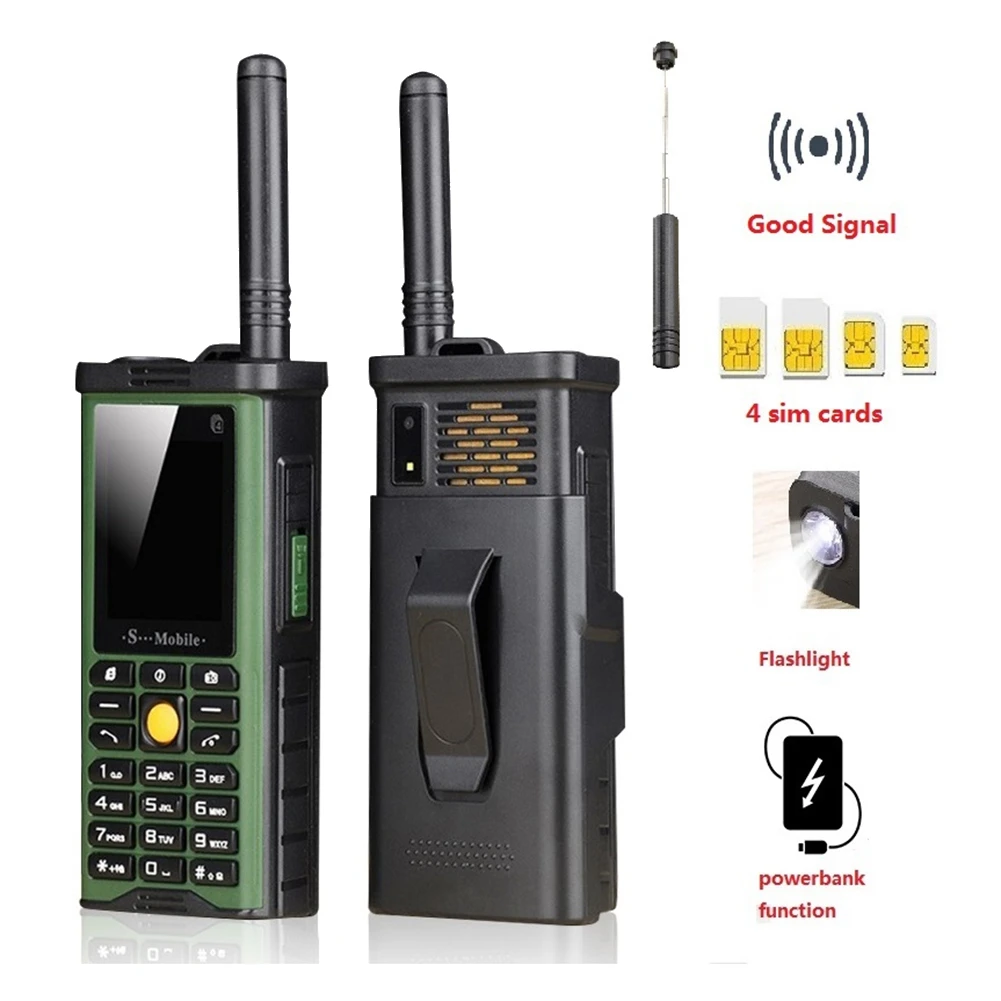 Robusto telefono cellulare esterno Antenna in standby lungo di grande potenza Buon segnale Quattro schede SIM Altoparlante scatola 3D Ebook -Verde