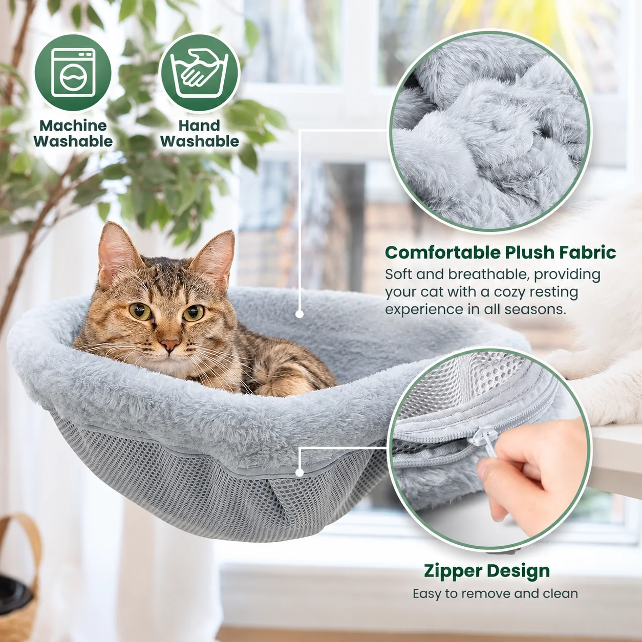 Cat Desk Bed One-Click Folding Sunken Design Space-Saving Semi-Circular Cat Desk Hammock Perch For Home Office Indoor Cats