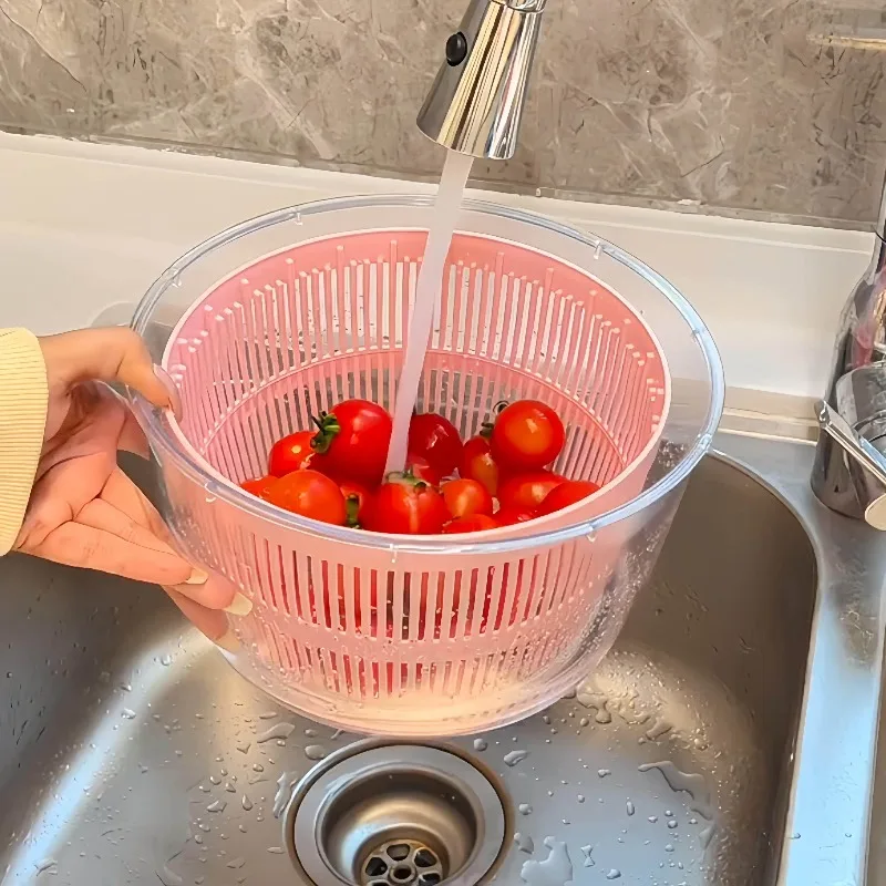 anual Salad Spinner, Kitchen Fruit Vegetable Drain Basket, Greens Washing Dehydrator