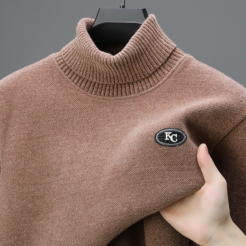 

Designer Original Men's High Collar Pullove Sweater Winter New Arrival Embroidery Plush Thickened Warm Casual Fashion Men's Wear