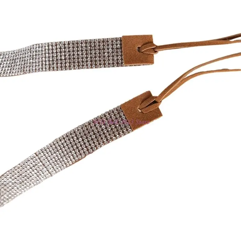 49ME Western Hat Belts for Cowboy Hats with Rhinestones Design for Straw Felt Fedoras Panama Styles